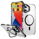 For iPhone 16 Plus Rainbow Series Transparent MagSafe Lens Holder Phone Case(Black) - 1