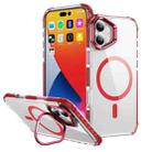 For iPhone 16 Plus Rainbow Series Transparent MagSafe Lens Holder Phone Case(Red) - 1