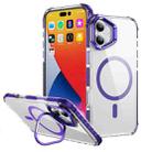 For iPhone 16 Plus Rainbow Series Transparent MagSafe Lens Holder Phone Case(Purple) - 1