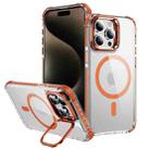 For iPhone 15 Pro Max Rainbow Series Transparent MagSafe Lens Holder Phone Case(Orange) - 1