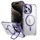 For iPhone 15 Pro Max Rainbow Series Transparent MagSafe Lens Holder Phone Case(Purple) - 1