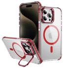 For iPhone 15 Pro Rainbow Series Transparent MagSafe Lens Holder Phone Case(Red) - 1