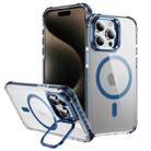 For iPhone 15 Pro Rainbow Series Transparent MagSafe Lens Holder Phone Case(Blue) - 1