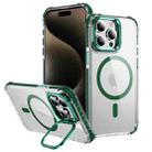 For iPhone 15 Pro Rainbow Series Transparent MagSafe Lens Holder Phone Case(Green) - 1