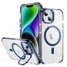 For iPhone 15 Plus Rainbow Series Transparent MagSafe Lens Holder Phone Case(Blue) - 1