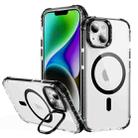 For iPhone 14 Plus Rainbow Series Transparent MagSafe Lens Holder Phone Case(Black) - 1