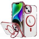 For iPhone 14 Plus Rainbow Series Transparent MagSafe Lens Holder Phone Case(Red) - 1