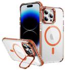 For iPhone 14 Pro Rainbow Series Transparent MagSafe Lens Holder Phone Case(Orange) - 1