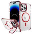 For iPhone 14 Pro Rainbow Series Transparent MagSafe Lens Holder Phone Case(Red) - 1