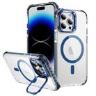 For iPhone 14 Pro Rainbow Series Transparent MagSafe Lens Holder Phone Case(Blue) - 1