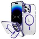 For iPhone 14 Pro Rainbow Series Transparent MagSafe Lens Holder Phone Case(Purple) - 1