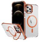 For iPhone 12 Pro Max Rainbow Series Transparent MagSafe Lens Holder Phone Case(Orange) - 1