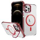 For iPhone 12 Pro Max Rainbow Series Transparent MagSafe Lens Holder Phone Case(Red) - 1