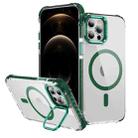 For iPhone 12 Pro Max Rainbow Series Transparent MagSafe Lens Holder Phone Case(Green) - 1