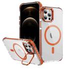 For iPhone 12 Pro Rainbow Series Transparent MagSafe Lens Holder Phone Case(Orange) - 1