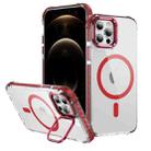 For iPhone 12 Pro Rainbow Series Transparent MagSafe Lens Holder Phone Case(Red) - 1