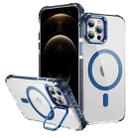 For iPhone 12 Pro Rainbow Series Transparent MagSafe Lens Holder Phone Case(Blue) - 1