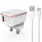 LDNIO A1204Q QC3.0 18W USB Fast Charger with 1m USB to Micro USB Cable, Plug Type:UK Plug(White Gold) - 1