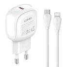 LDNIO A1206C PD27W USB-C / Type-C Fast Charger with 1m 8 Pin Cable, Plug Type:EU Plug(White) - 1