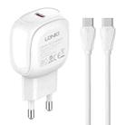 LDNIO A1206C PD27W USB-C / Type-C Fast Charger with 1m Type-C Cable, Plug Type:EU Plug(White) - 1