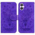 For Samsung Galaxy A25 5G / A25e JP Edition Butterfly Rose Embossed Leather Phone Case(Purple) - 1