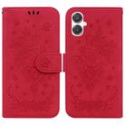 For Samsung Galaxy A25 5G / A25e JP Edition Butterfly Rose Embossed Leather Phone Case(Red) - 1