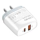 LDNIO Q229 QC3.0 / PD20W USB + Type-C Fast Charger with 1m USB to 8 Pin Cable, Plug Type:US Plug(White) - 2