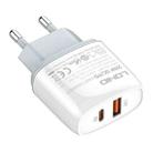 LDNIO Q229 QC3.0 / PD20W USB + Type-C Fast Charger with 1m USB to Type-C Cable, Plug Type:EU Plug(White) - 2