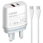 LDNIO Q229 QC3.0 / PD20W USB + Type-C Fast Charger with 1m Type-C to Type-C Cable, Plug Type:UK Plug(White) - 1