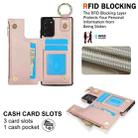 For Samsung Galaxy Note20 RFlD Anti-theft Double Buckle Ring Zipper Card Phone Case(Rose Gold) - 3