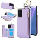 For Samsung Galaxy Note20 RFlD Anti-theft Double Buckle Ring Zipper Card Phone Case(Purple) - 1