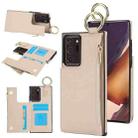 For Samsung Galaxy Note20 Ultra RFlD Anti-theft Double Buckle Ring Zipper Card Phone Case(White) - 1