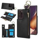 For Samsung Galaxy Note20 Ultra RFlD Anti-theft Double Buckle Ring Zipper Card Phone Case(Black) - 1