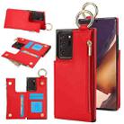 For Samsung Galaxy Note20 Ultra RFlD Anti-theft Double Buckle Ring Zipper Card Phone Case(Red) - 1