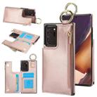 For Samsung Galaxy Note20 Ultra RFlD Anti-theft Double Buckle Ring Zipper Card Phone Case(Rose Gold) - 1