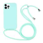 For iPhone 15 Pro Candy Colors TPU Protective Phone Case with Lanyard(Mint Green) - 1