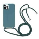 For iPhone 15 Pro Candy Colors TPU Protective Phone Case with Lanyard(Dark Green) - 1