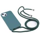 For iPhone 15 Pro Candy Colors TPU Protective Phone Case with Lanyard(Dark Green) - 2