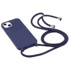 For iPhone 15 Pro Candy Colors TPU Protective Phone Case with Lanyard(Dark Blue) - 2