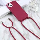 For iPhone 15 Candy Colors TPU Protective Phone Case with Lanyard(Red) - 3