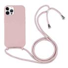 For iPhone 16 Pro Max Candy Colors TPU Protective Phone Case with Lanyard(Rose Gold) - 1