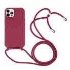 For iPhone 16 Pro Candy Colors TPU Protective Phone Case with Lanyard (Red) - 1