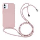 For iPhone 16 Plus Candy Colors TPU Protective Phone Case with Lanyard(Rose Gold) - 1