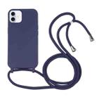 For iPhone 16 Plus Candy Colors TPU Protective Phone Case with Lanyard(Dark Blue) - 1