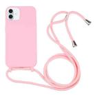 For iPhone 16 Plus Candy Colors TPU Protective Phone Case with Lanyard(Pink) - 1