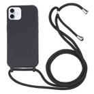 For iPhone 16 Plus Candy Colors TPU Protective Phone Case with Lanyard(Black) - 1