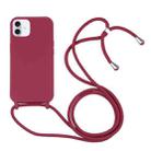 For iPhone 16 Candy Colors TPU Protective Phone Case with Lanyard(Red) - 1