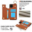 For Samsung Galaxy A12 RFlD Anti-theft Double Buckle Ring Zipper Card Phone Case(Brown) - 3