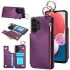 For Samsung Galaxy A13 4G / 5G RFlD Anti-theft Double Buckle Ring Zipper Card Phone Case(Dark Purple) - 1