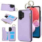 For Samsung Galaxy A13 4G / 5G RFlD Anti-theft Double Buckle Ring Zipper Card Phone Case(Purple) - 1